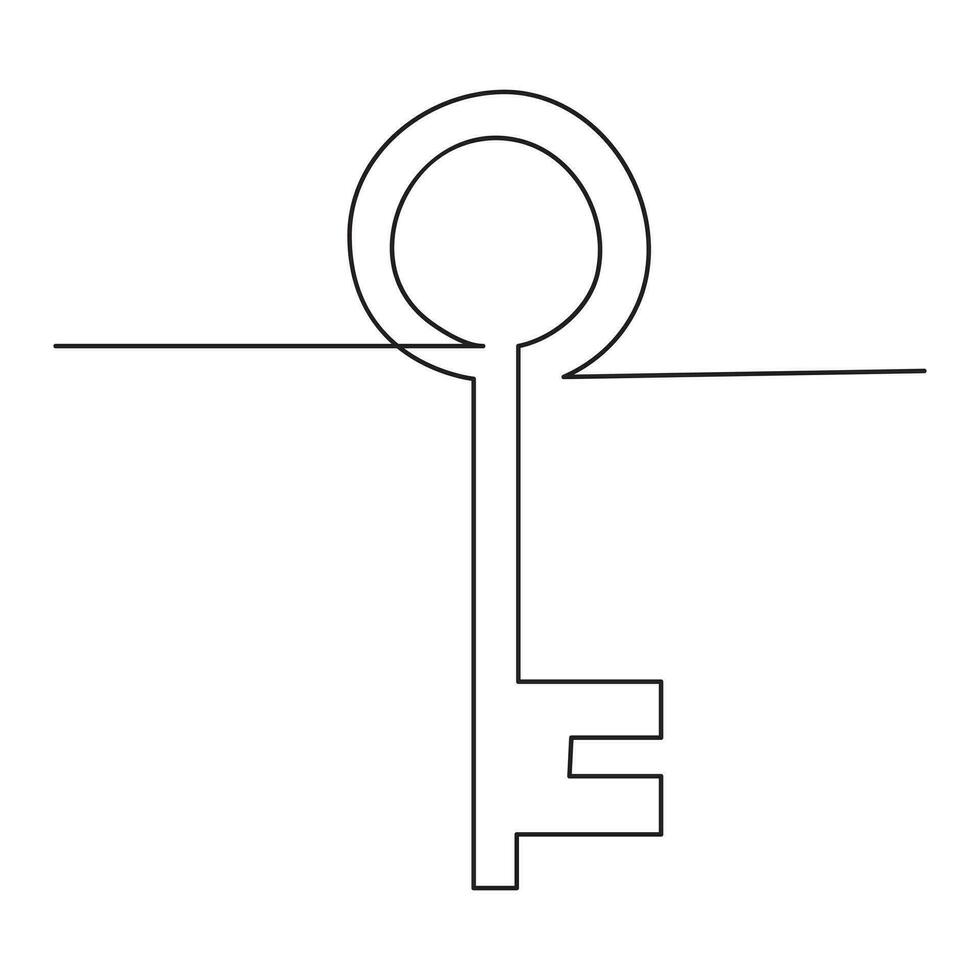 Single line key drawing of isolated vector object