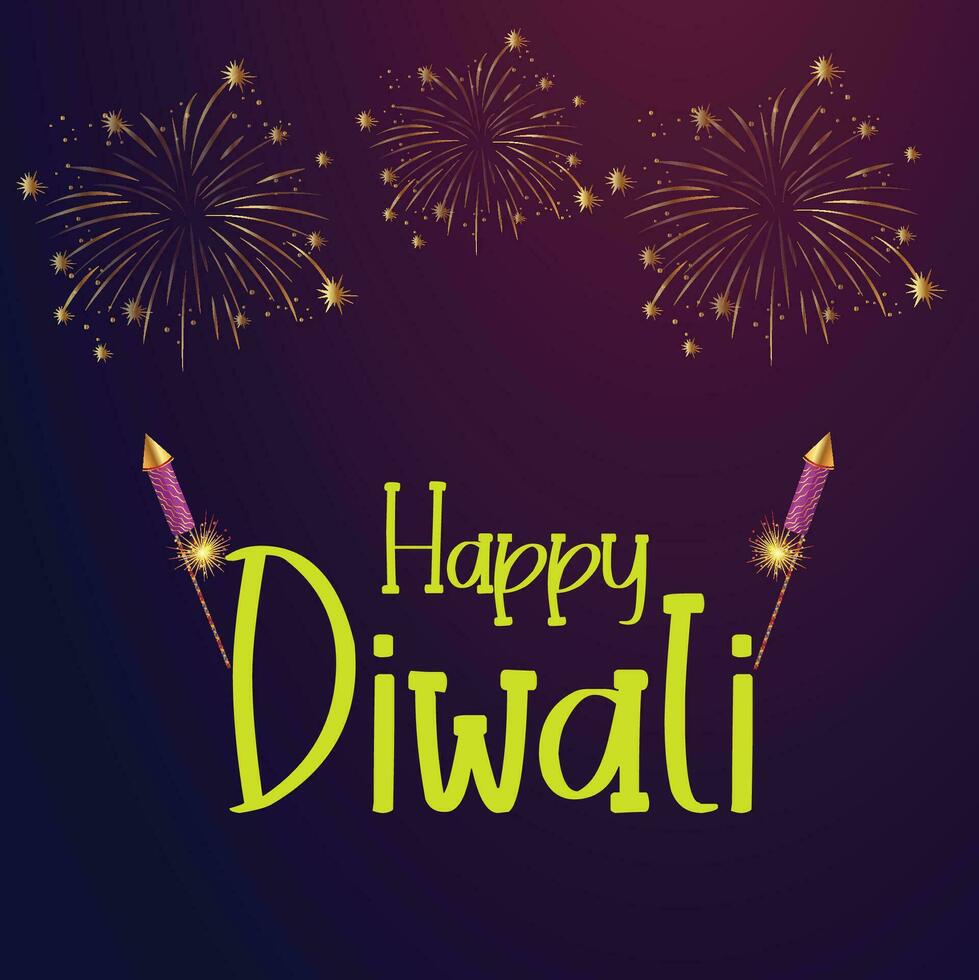 Happy Diwali festival of lights Greetings, Indian Festival Celebration Rocket crackers fireworks vector