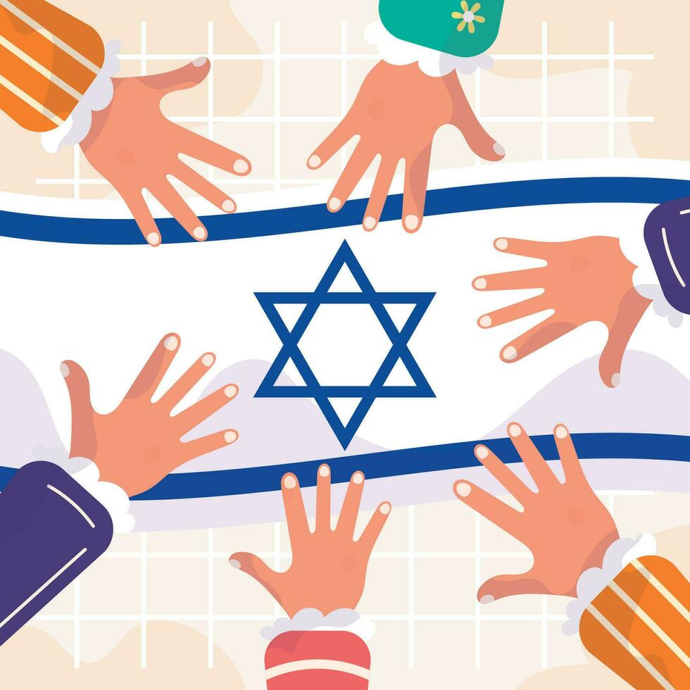 Israel Flag With Hands vector