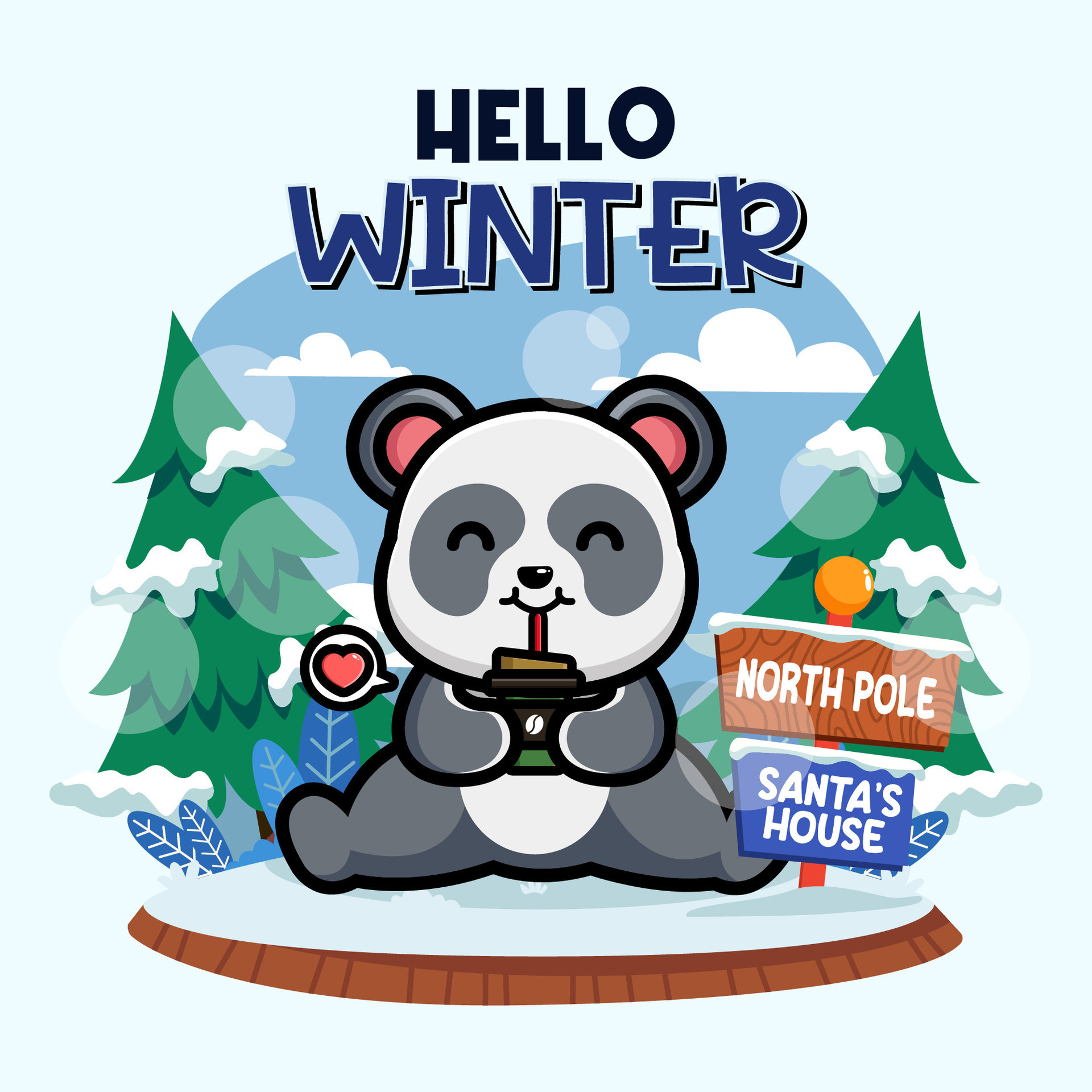 Cute panda in winter season 32312097 Vector Art at Vecteezy