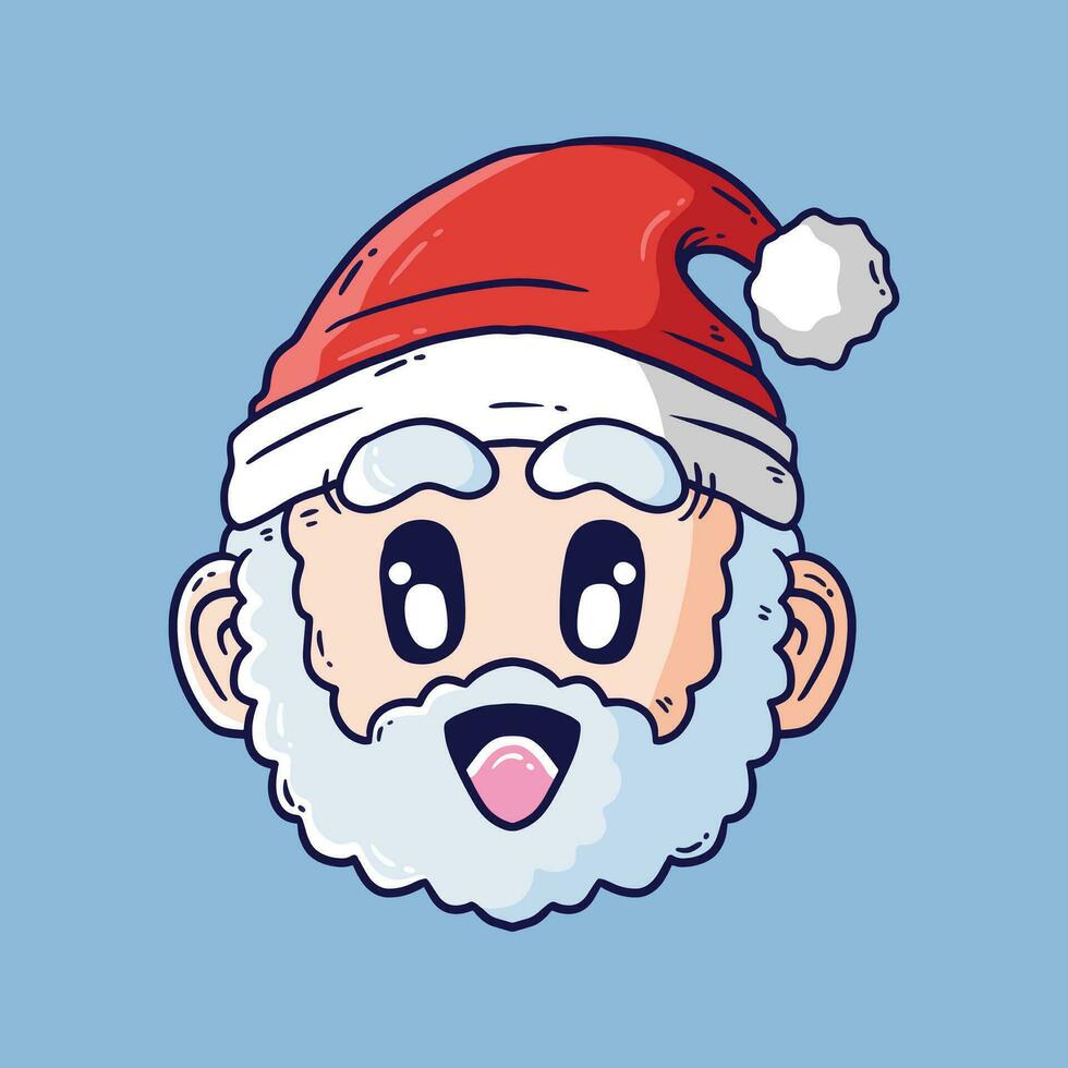 Vector illustration cartoon of Cute Santa Claus Head. Merry Christmas and Happy New Year vector illustration.