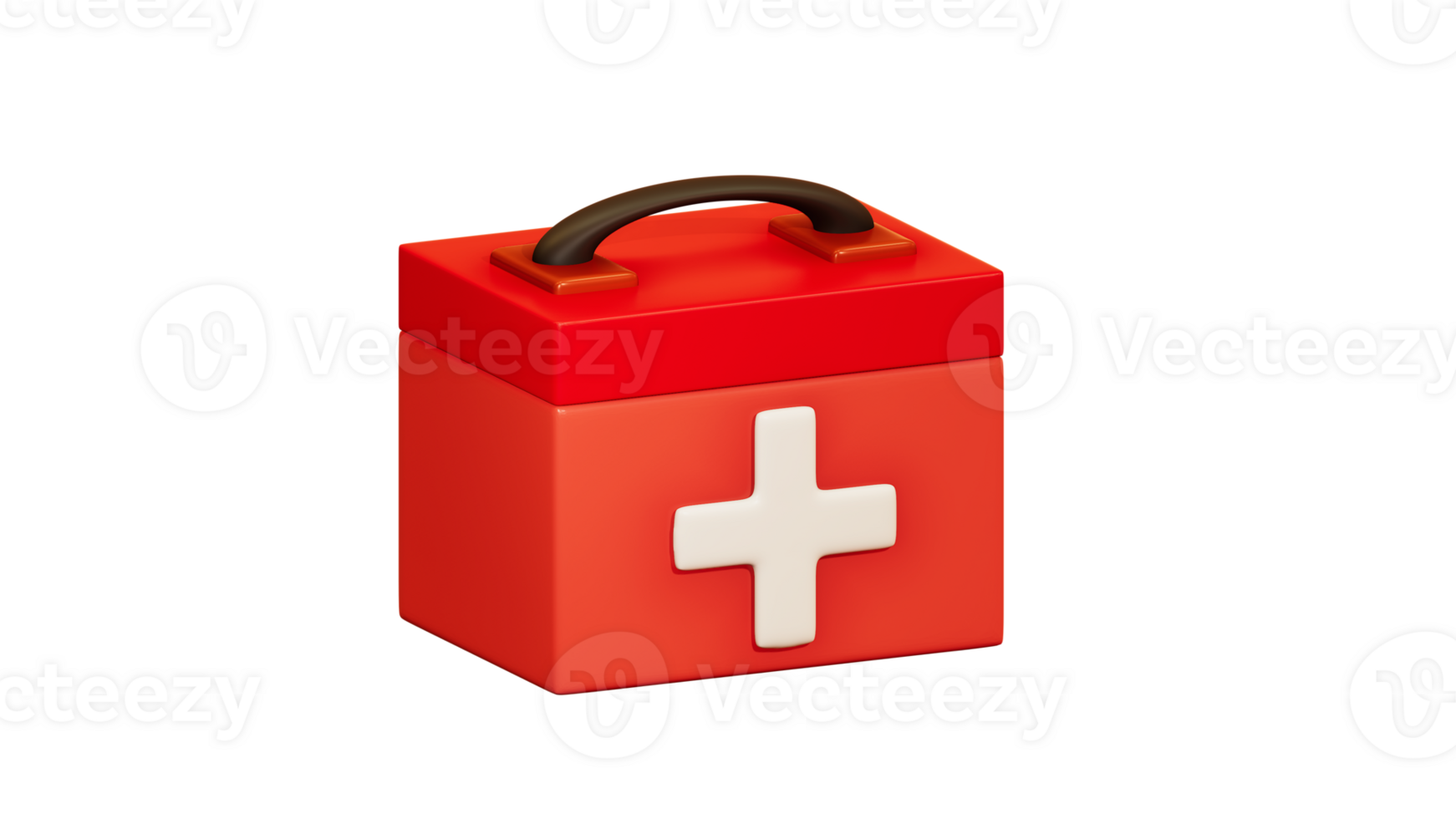 3D rendering of Red Medical box, first aid tools box png
