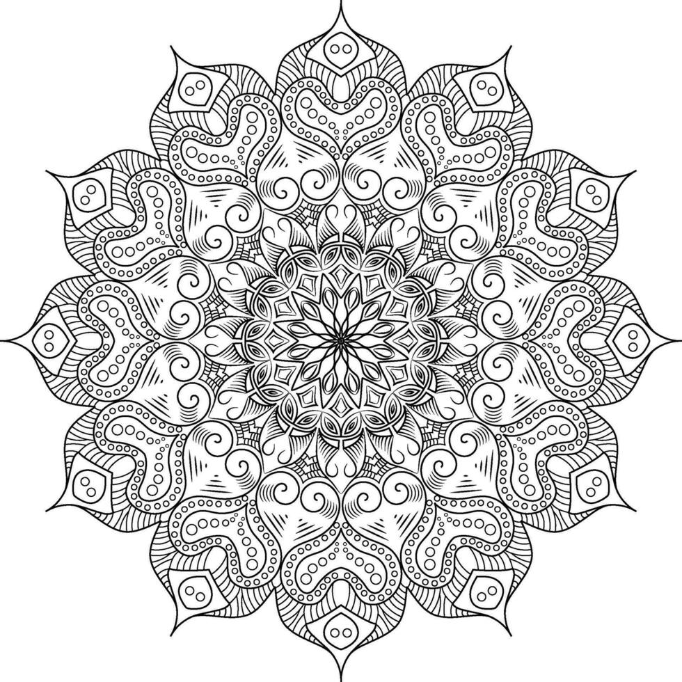 A floral ornamental Mandala design in a circle. It is used for  tattoo, wallpaper, textile and background. vector