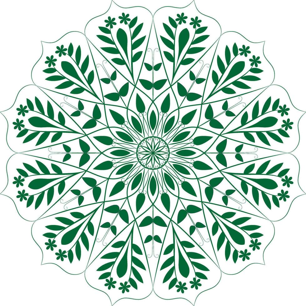 vector mandala aislado en blanco antecedentes. ornamento tarjeta con mandala en verde color.