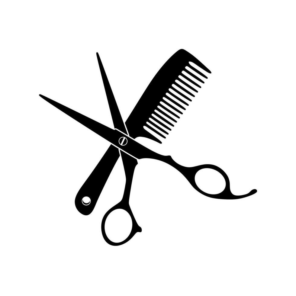 Hair salon with scissors and comb vector on white background