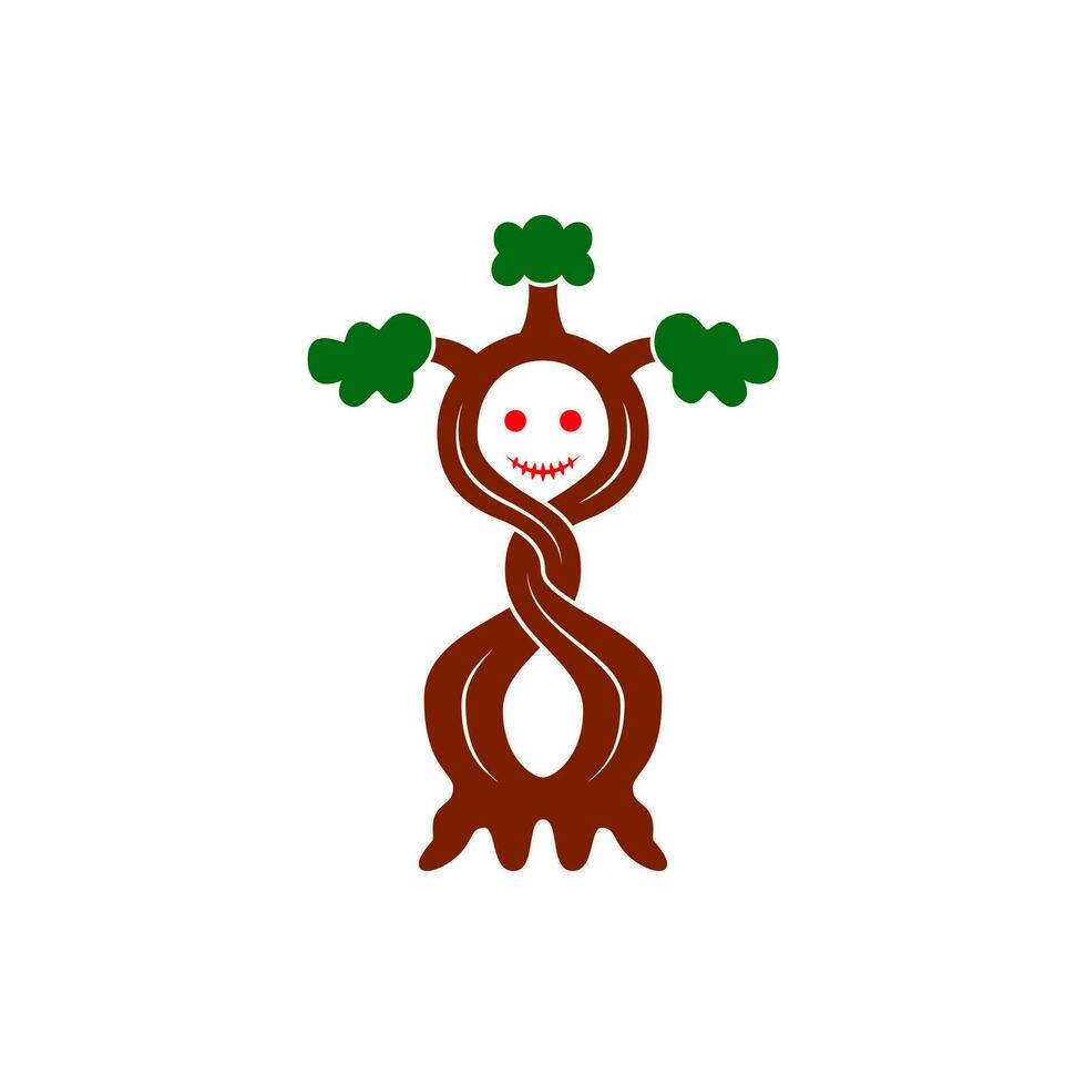 infinito árbol personaje vector ilustración. verde y marrón. usado para logo, icono, símbolo, firmar o impresión