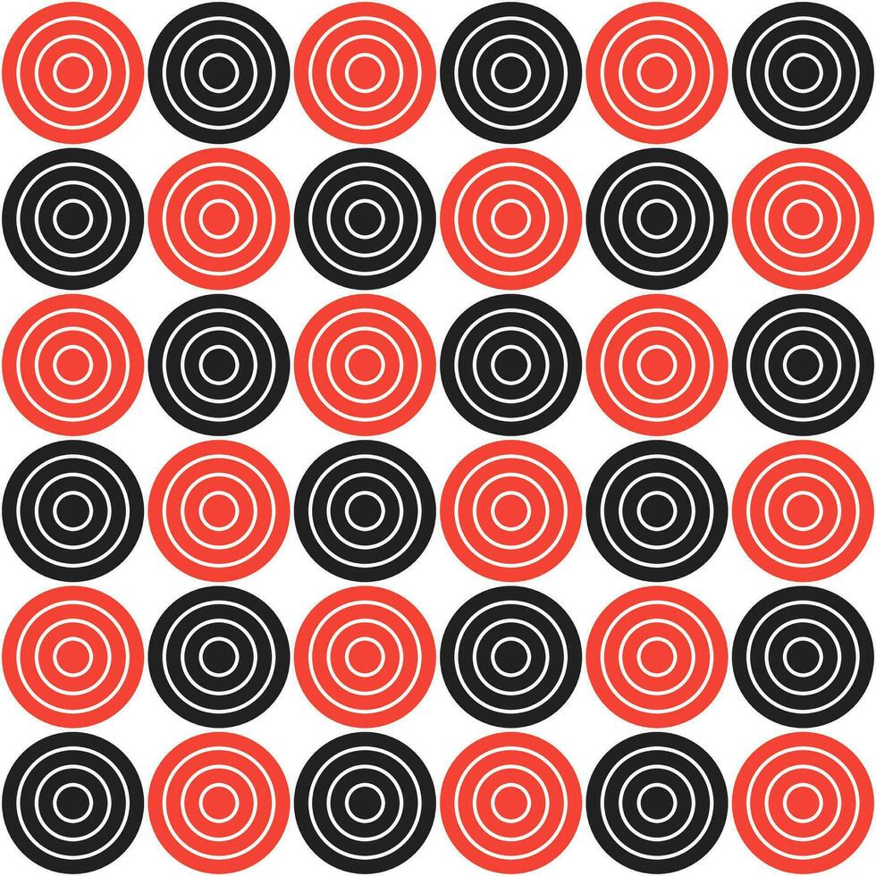 rojo y negro circulo modelo. circulo vector sin costura modelo. decorativo elemento, envase papel, pared losas, piso losas, baño losas.