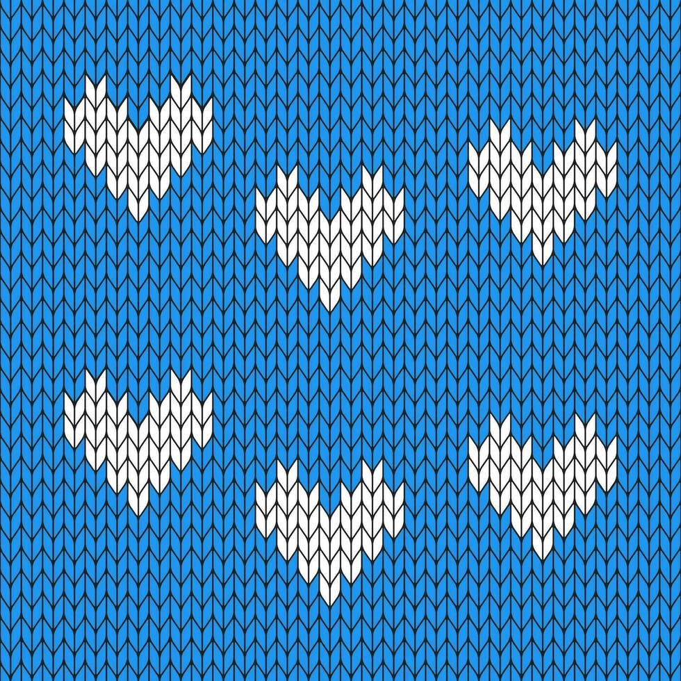 Blue background and white knitted pattern. knitted vector pattern. Seamless gradient pattern for clothing, wrapping paper, backdrop, background, gift card.