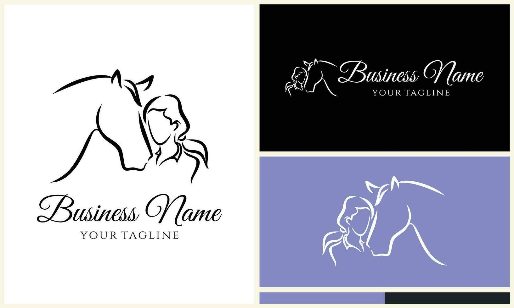 equine and girl logo template vector