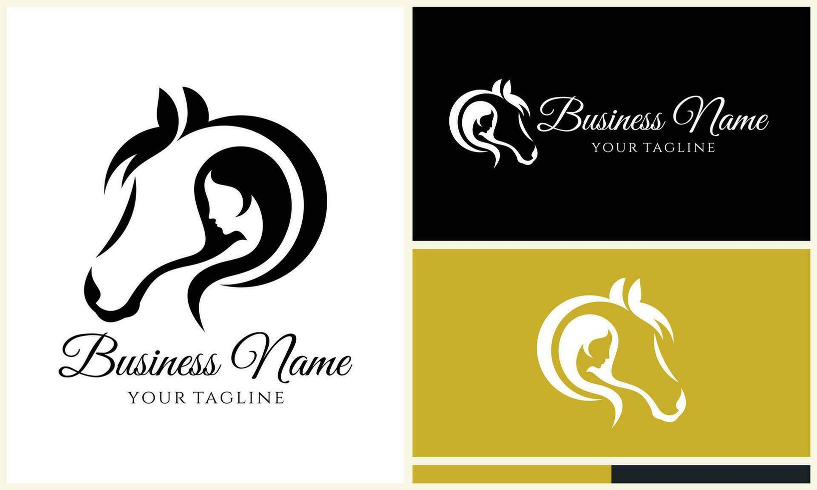 equine and girl logo template vector