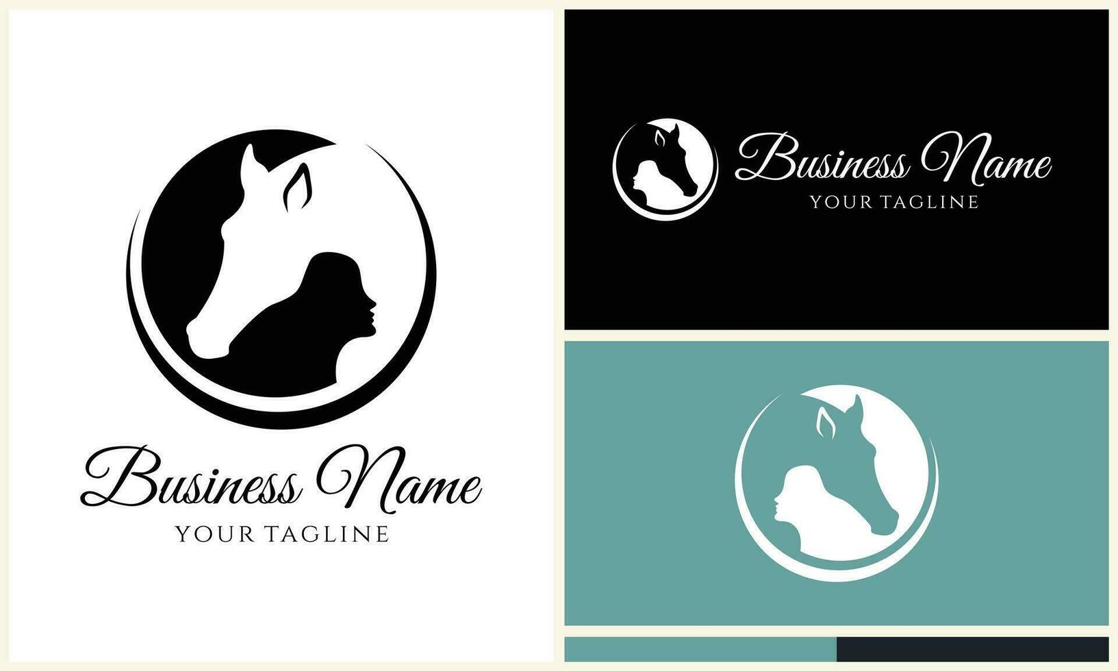 equine and girl logo template vector