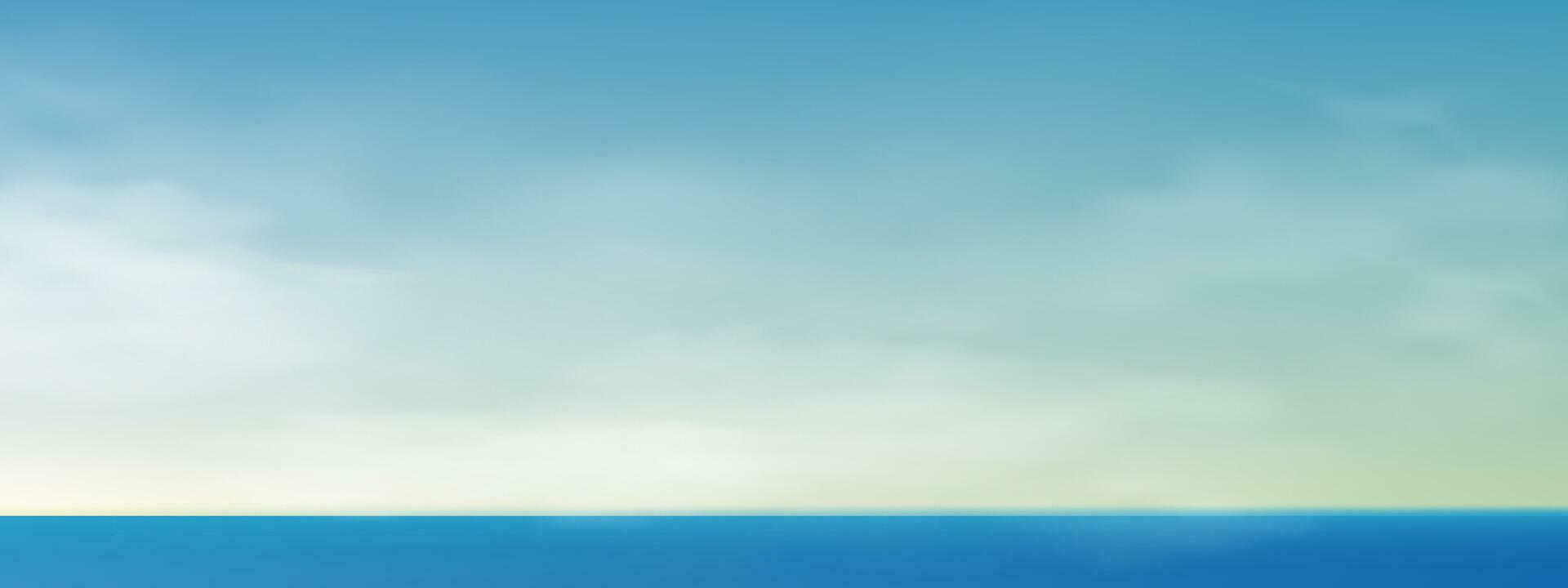 Mañana cielo, horizonte primavera cielo bohordo en azul por el mar, vector de naturaleza nube, cielo en soleado día verano, horizonte pintoresco bandera antecedentes para mundo ambiente día, guardar el tierra o tierra día