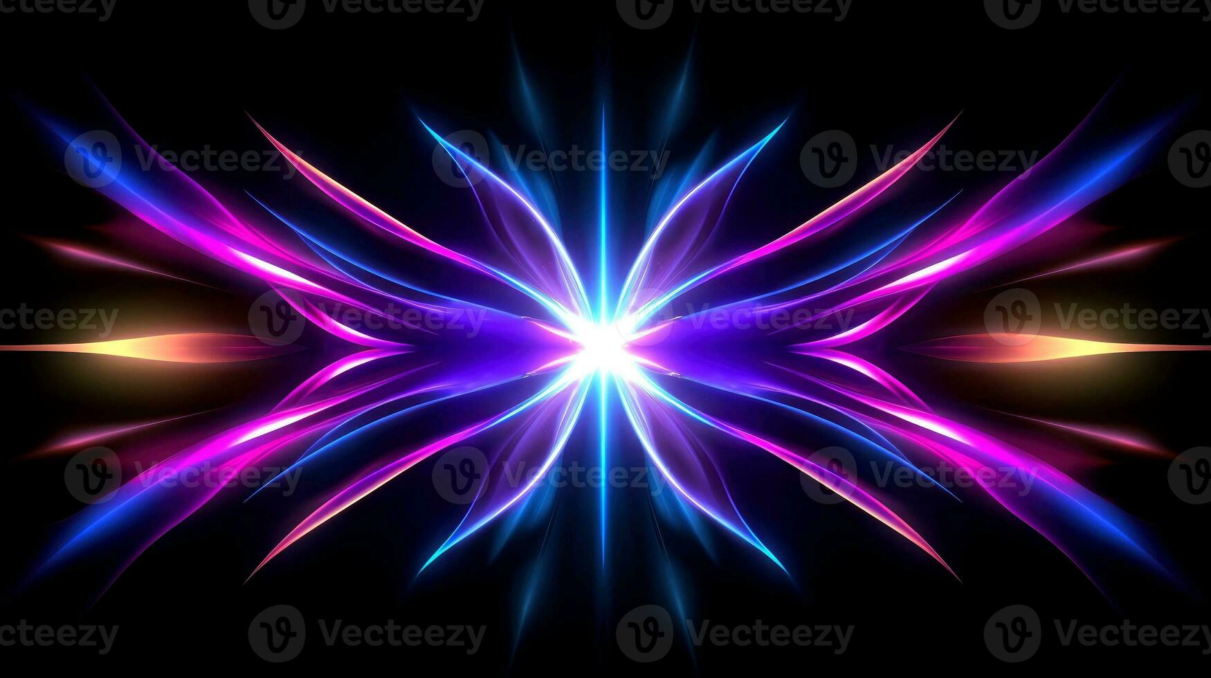 Abstract multicolor neon glowing line, Technology background, Generative AI illustration photo