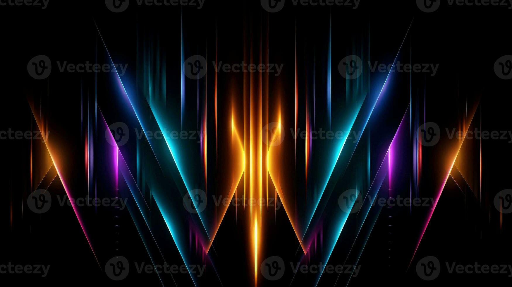 Abstract multicolor neon glowing line, Technology background, Generative AI illustration photo