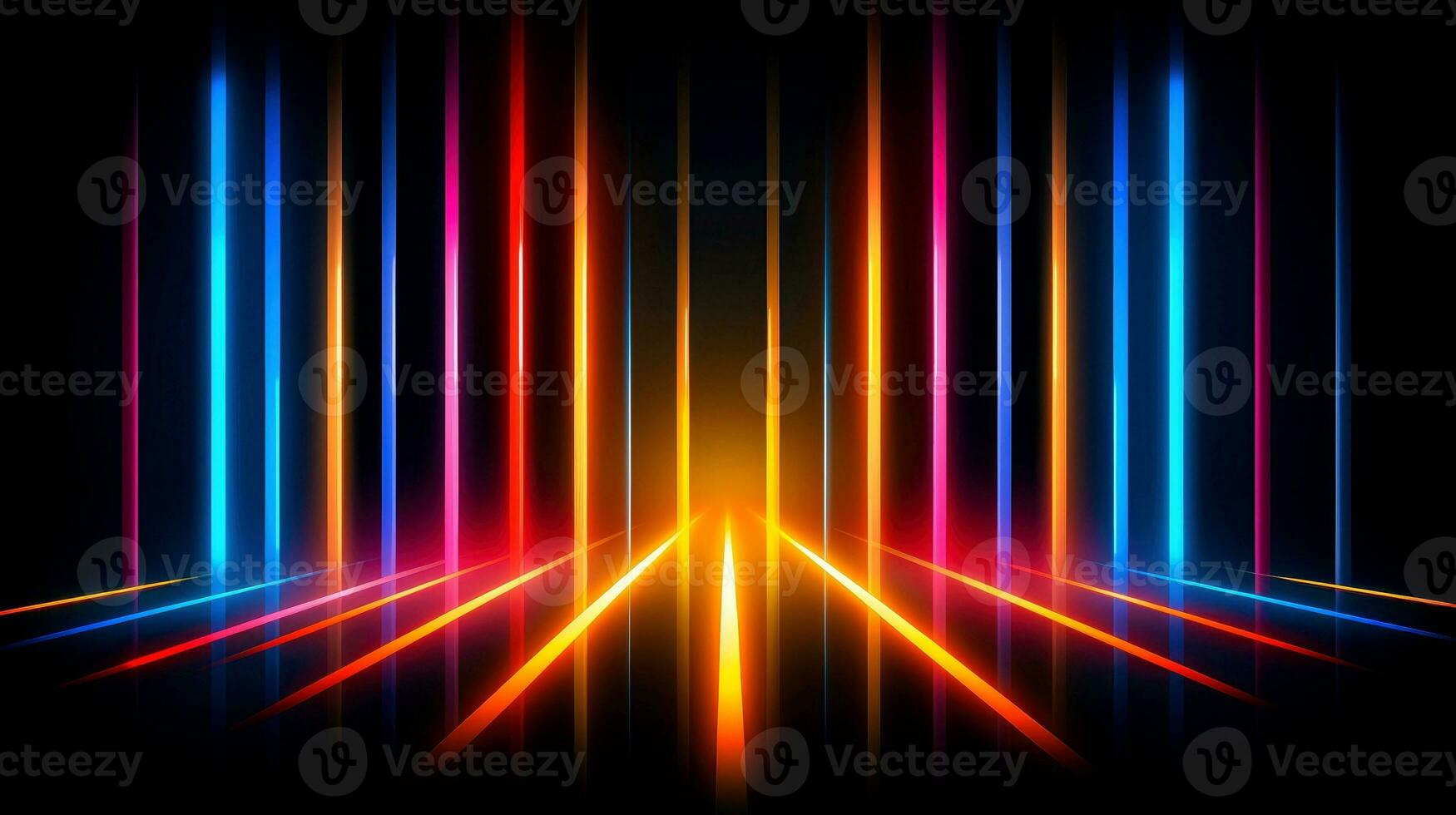 Abstract multicolor neon glowing line, Technology background, Generative AI illustration photo