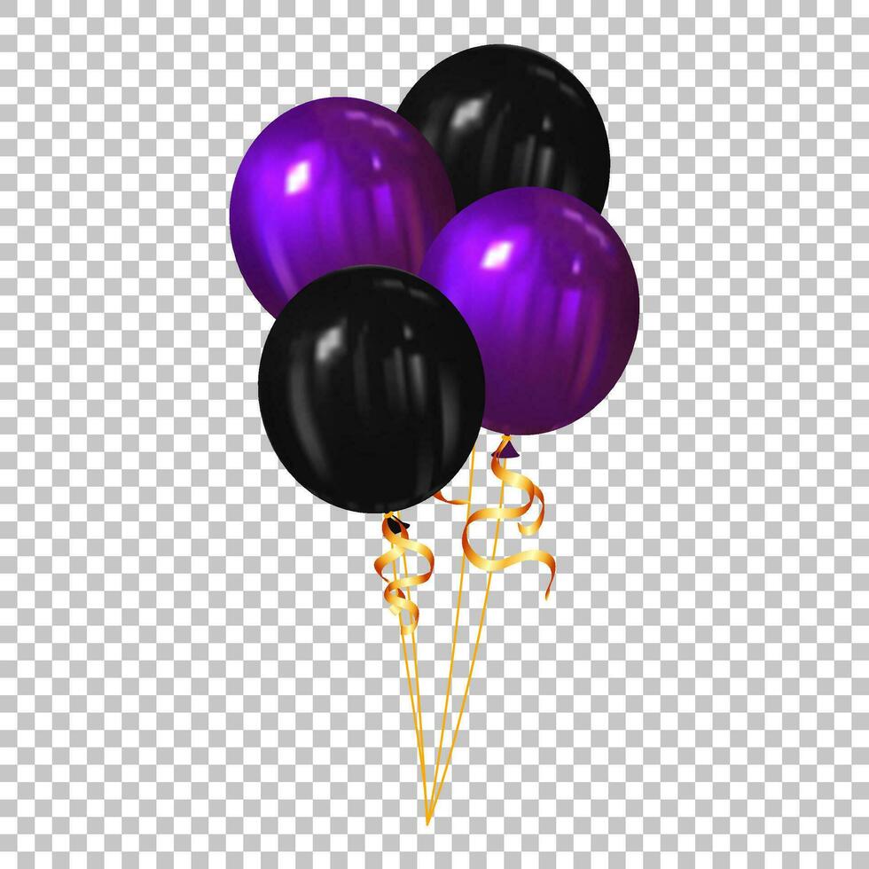 púrpura y negro globos para Víspera de Todos los Santos fiesta. Víspera de Todos los Santos decoraciones vector
