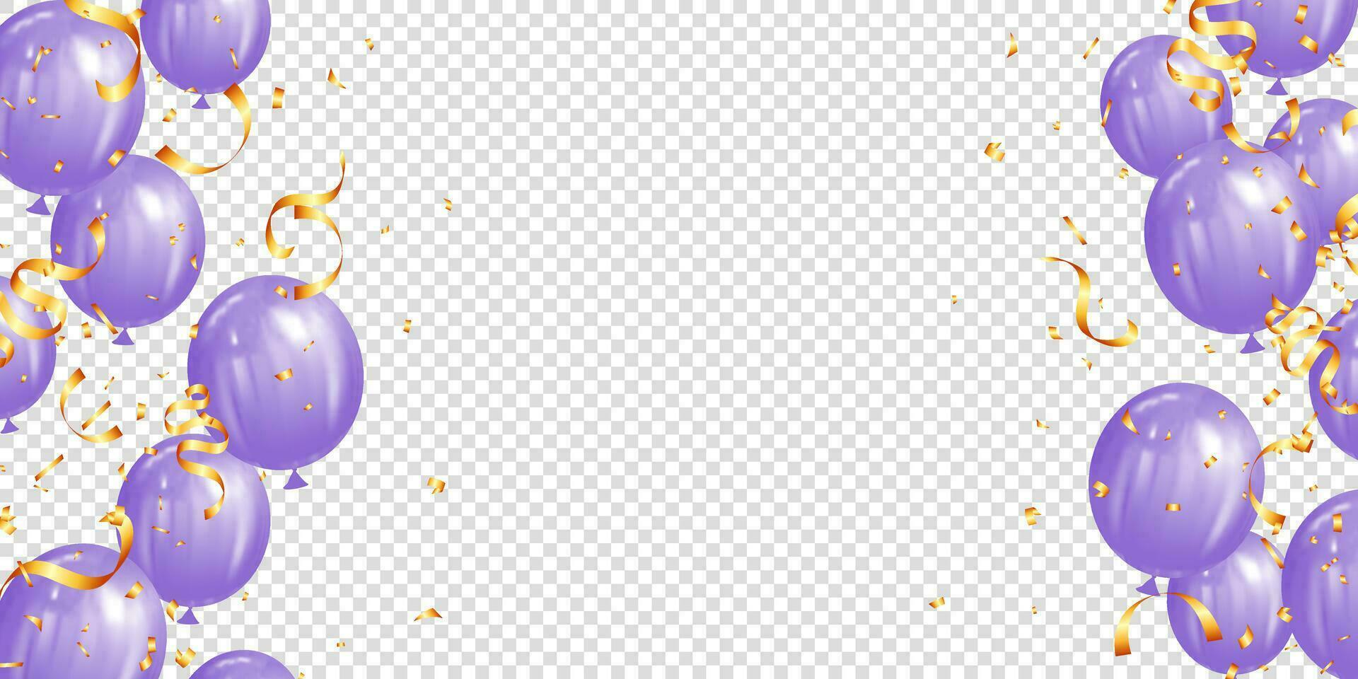 realistic purple balloons frame or template for holiday, birthday party