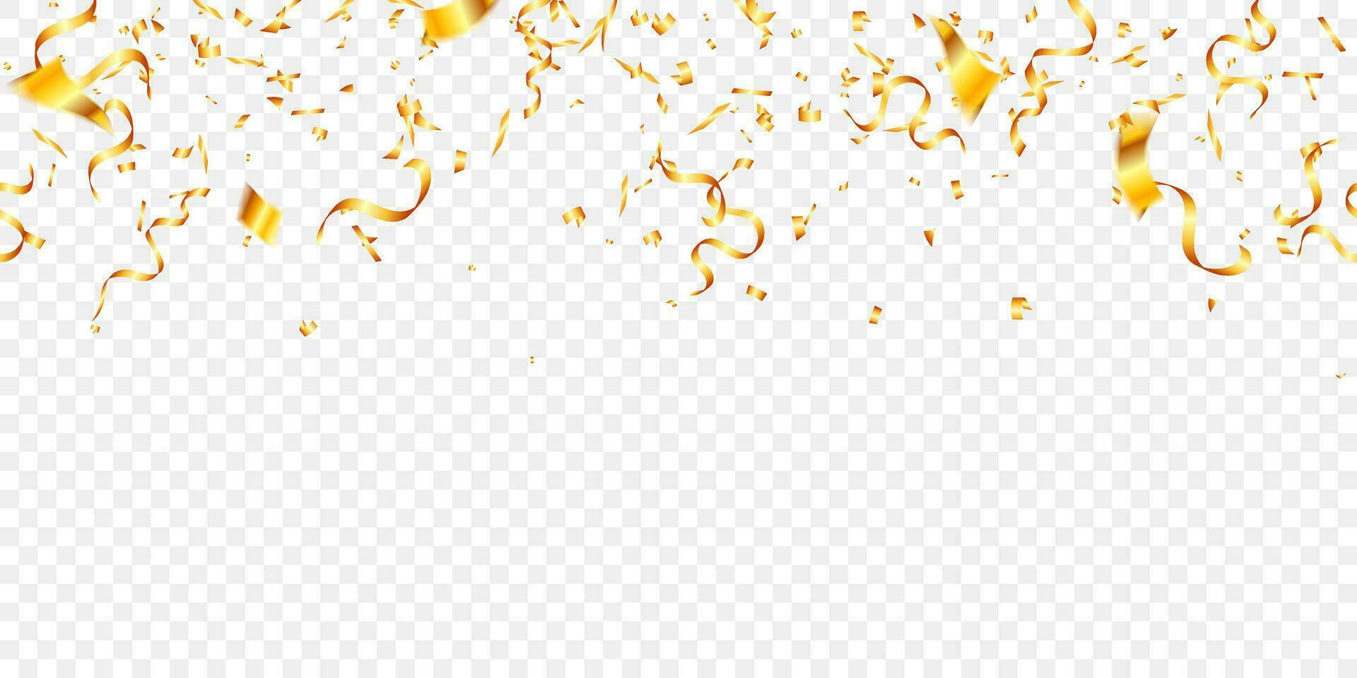 vector confetti png and golden tinsel fall from the sky. holiday, birthday, party