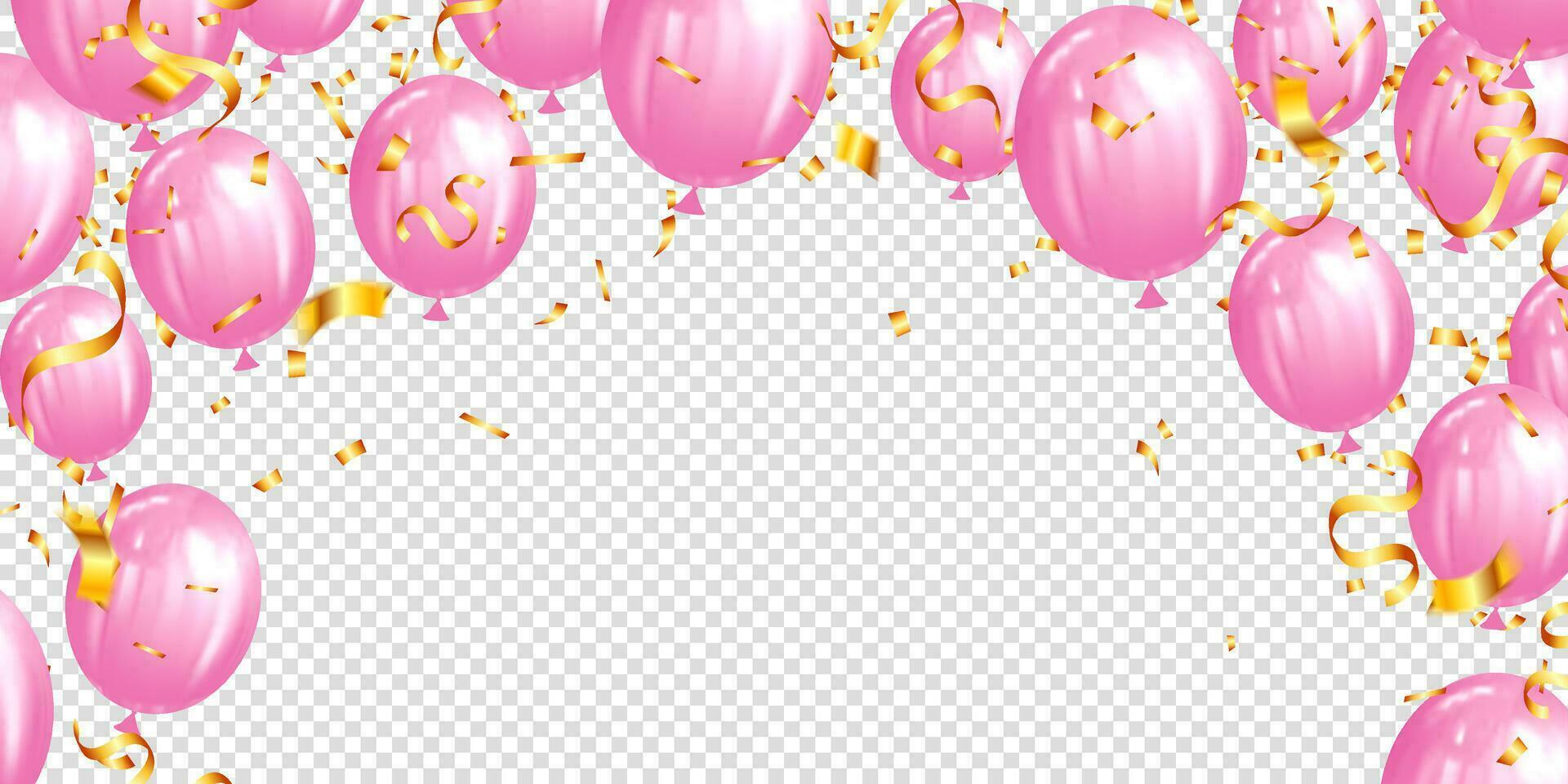 pink helium balloons isolated in the air for birthday, anniversary, celebration, event design vector illustration background