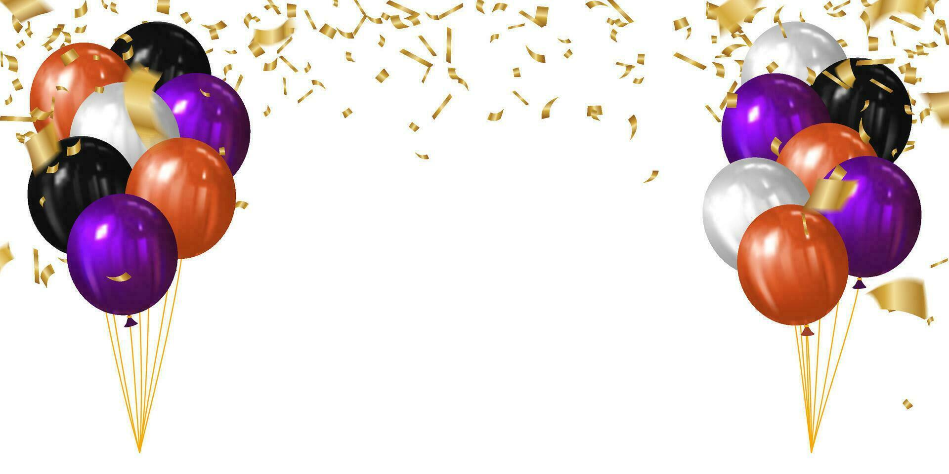 bunch of scary balloons for decorations party halloween over white background vector