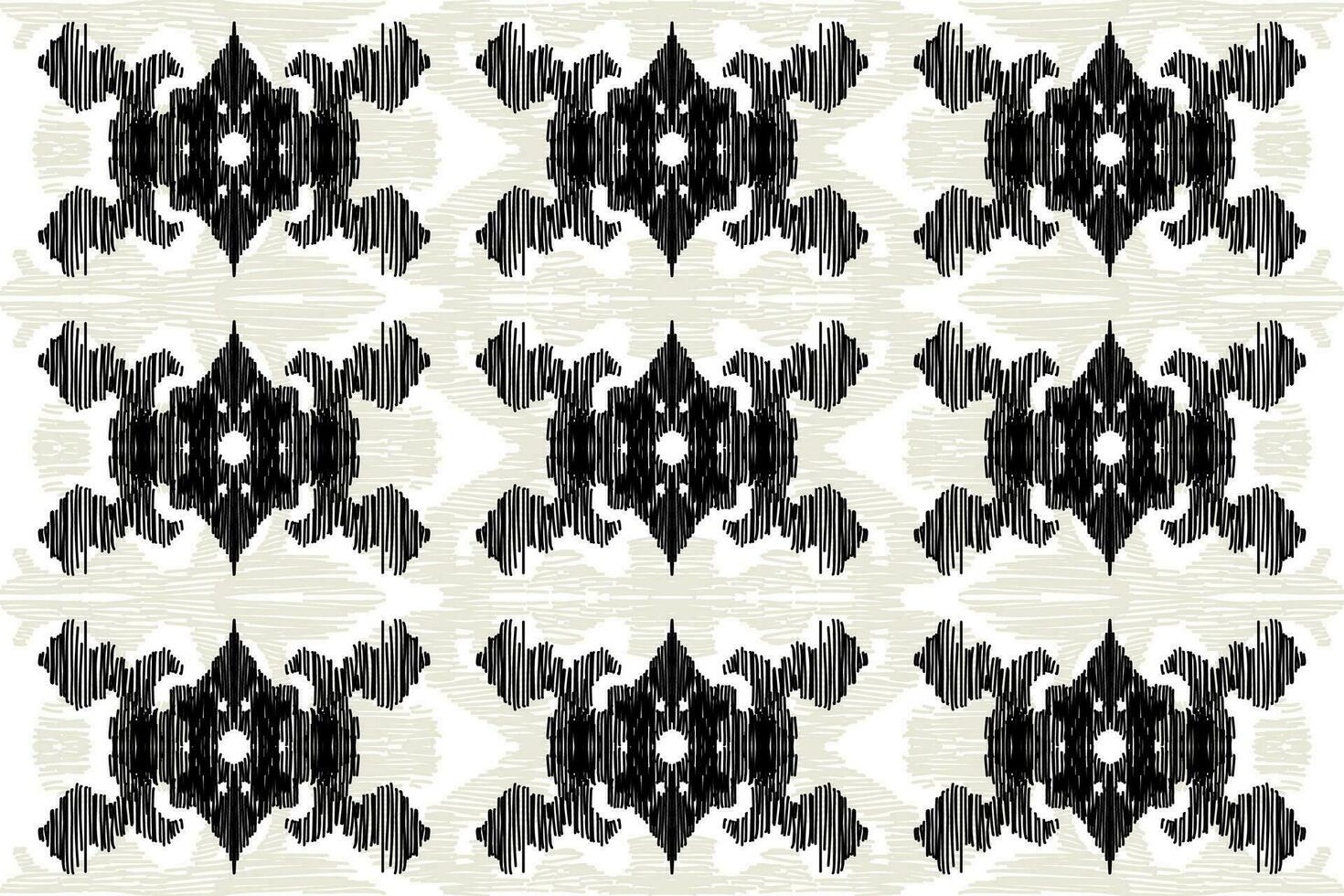 Beautiful Ethnic abstract ikat art. Seamless Kasuri pattern in tribal,folk embroidery,and Mexican style. vector