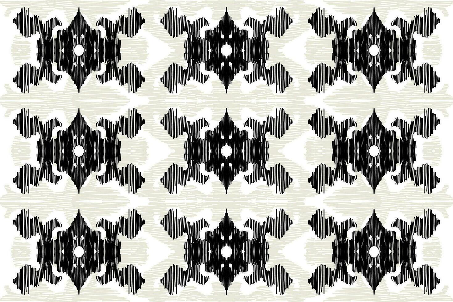 Beautiful Ethnic abstract ikat art. Seamless Kasuri pattern in tribal,folk embroidery,and Mexican style. vector