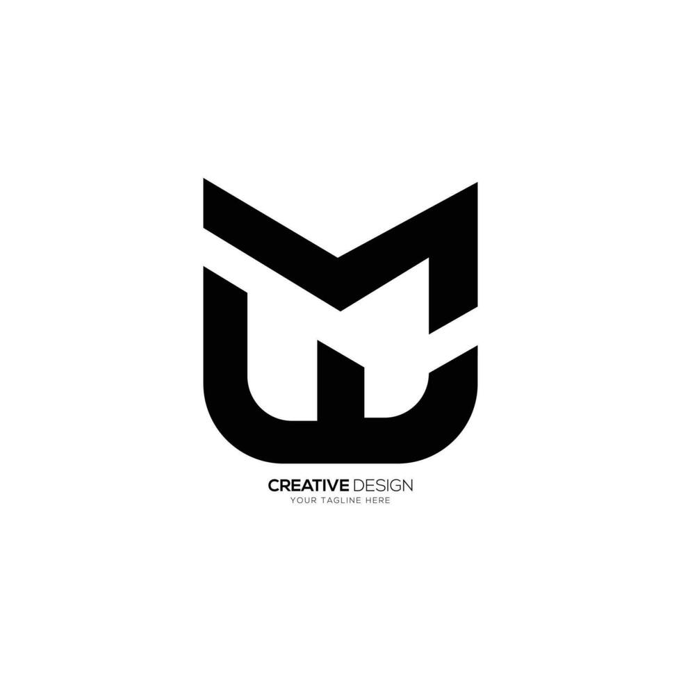 Letter Wm or Mw simple shape modern creative unique monogram abstract logo vector