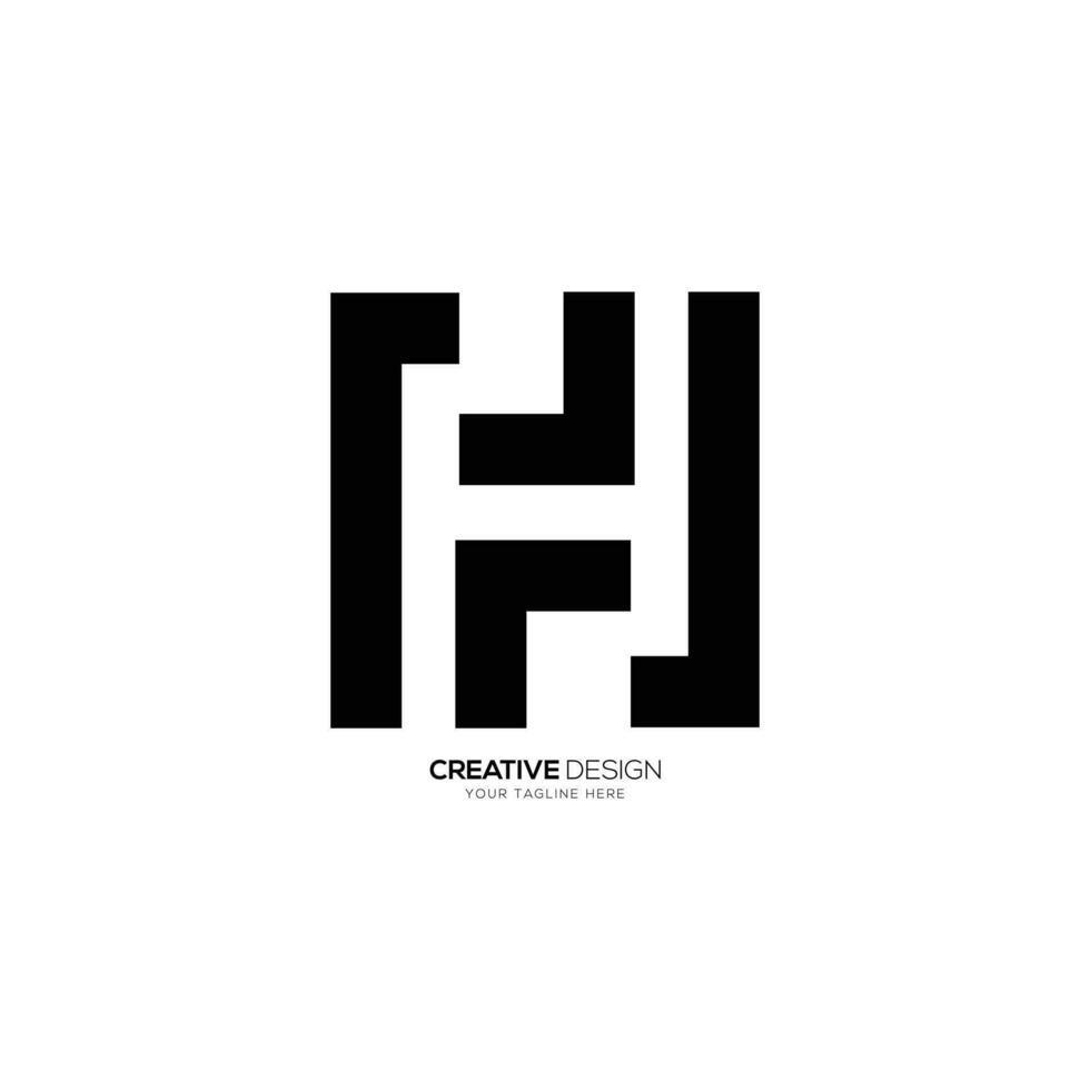 Modern letter Fh negative space creative monogram logo idea vector
