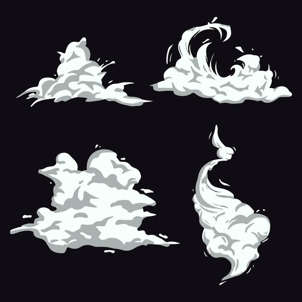 illustration vector graphic of smoke, perfect for animation design, illustration, carton, anime, art, logo design, tactical design, etc.