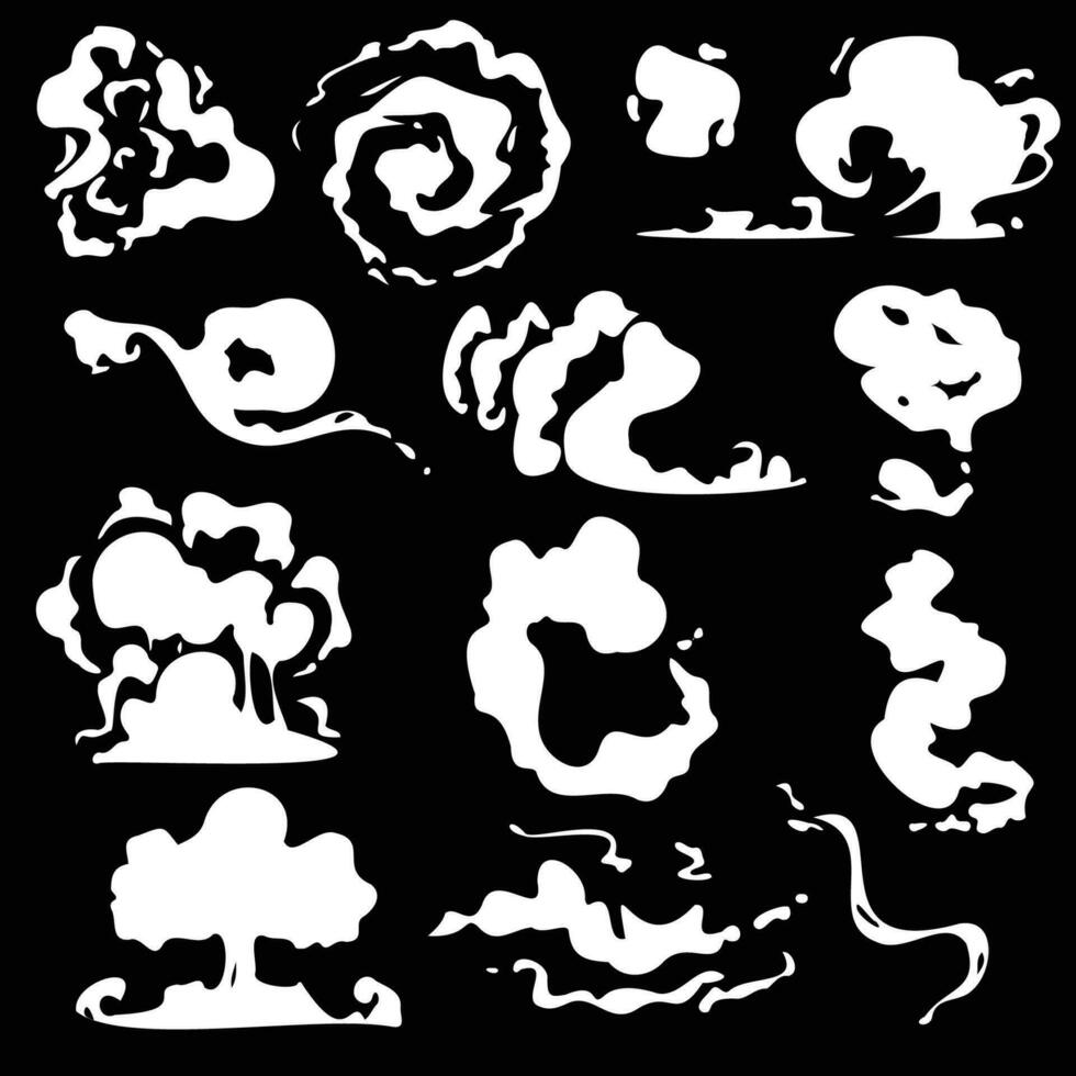 illustration vector graphic of smoke, perfect for animation design, illustration, carton, anime, art, logo design, tactical design, etc.