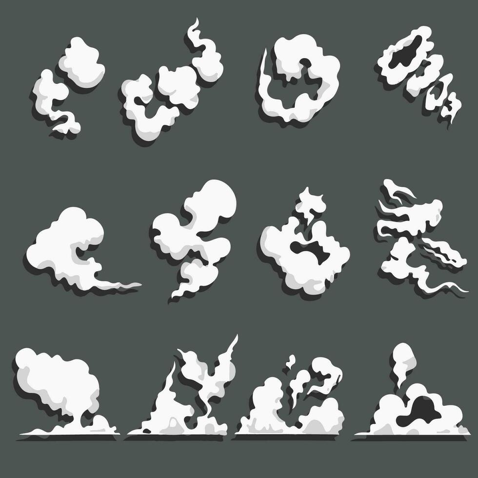 illustration vector graphic of smoke, perfect for animation design, illustration, carton, anime, art, logo design, tactical design, etc.