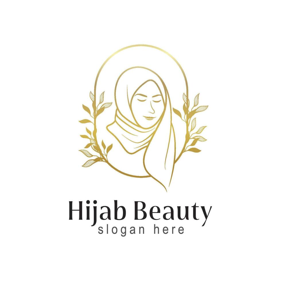 hijab logo template design for muslim woman wear store or boutique logo vector