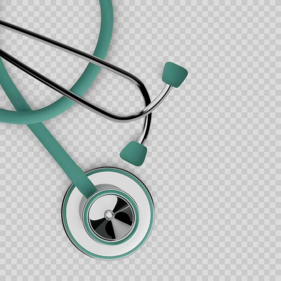 Stothoscope 3d render. Medical equipment. Diagnostics of heart and lung health. Health care banner concept. Vector