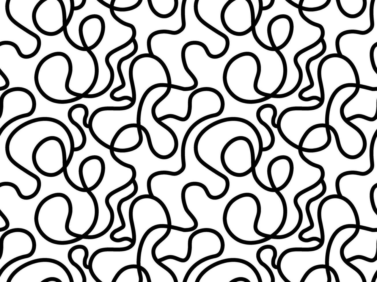 Seamless vector pattern of abstract continuous single line. One line art, geometry, wave, doodle