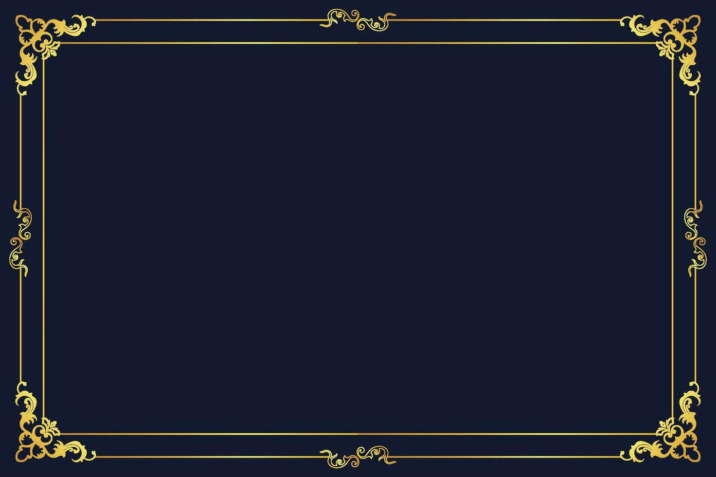golden vintage border Elegant background, navy blue vector