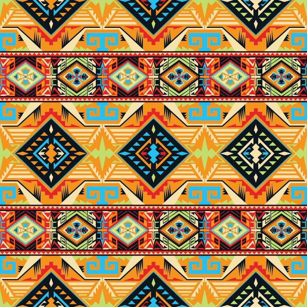 azteca, navajo geométrico sin costura modelo. nativo americano Sur oeste impresión. étnico diseño fondo de pantalla, tela, cubrir, textil, alfombra, frazada. vector