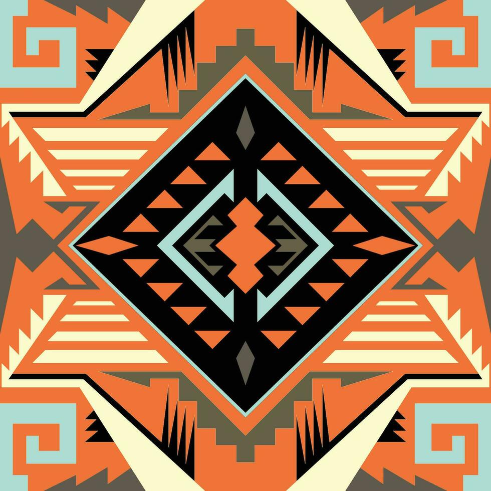 azteca, navajo geométrico sin costura modelo. nativo americano Sur oeste impresión. étnico diseño fondo de pantalla, tela, cubrir, textil, alfombra, frazada. vector