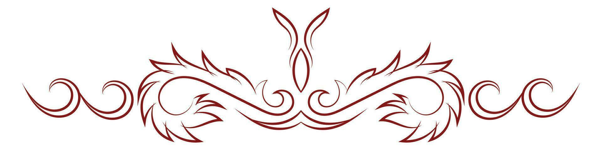 red vintage lines decorative elements Border flower collection vector