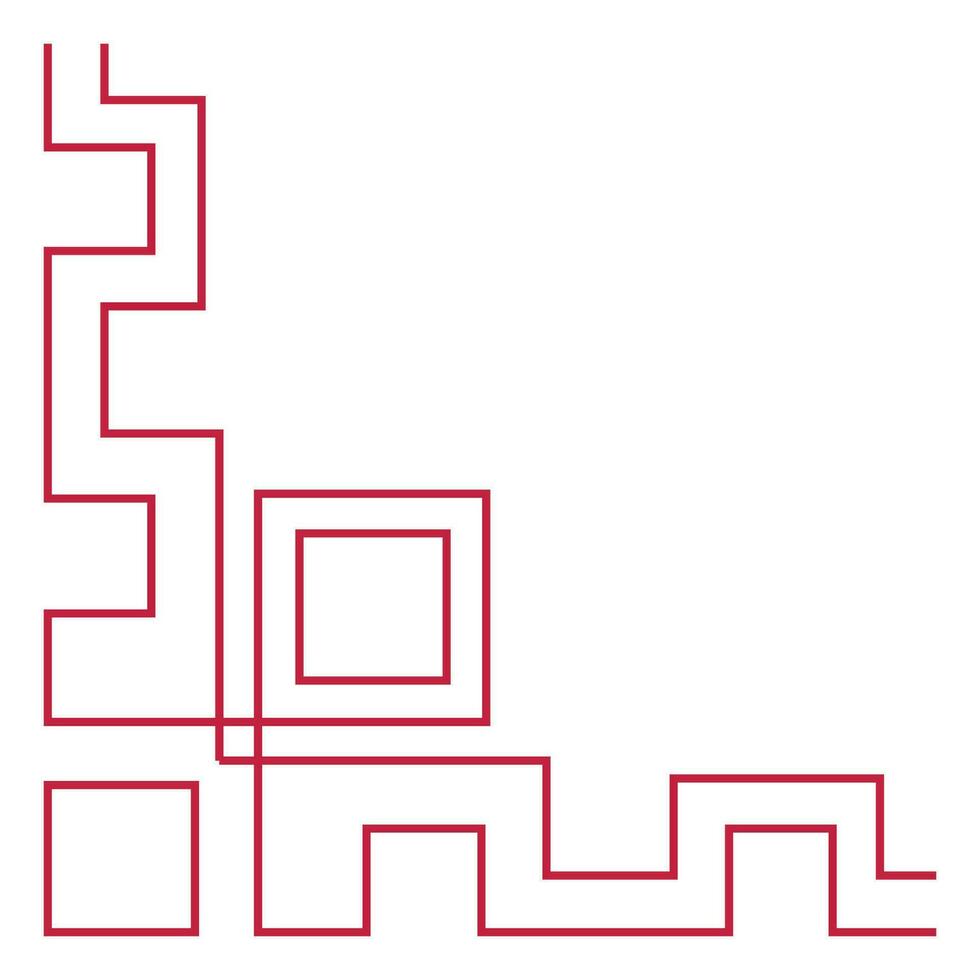 red corner line, border Chinese.Korean element lines. Japan .Asia dividing line. Chinese New Year vector