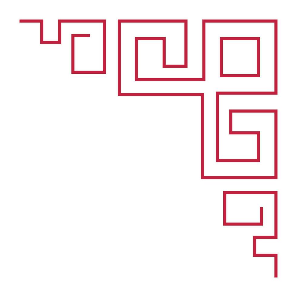 red corner line, border Chinese.Korean element lines. Japan .Asia dividing line. Chinese New Year vector