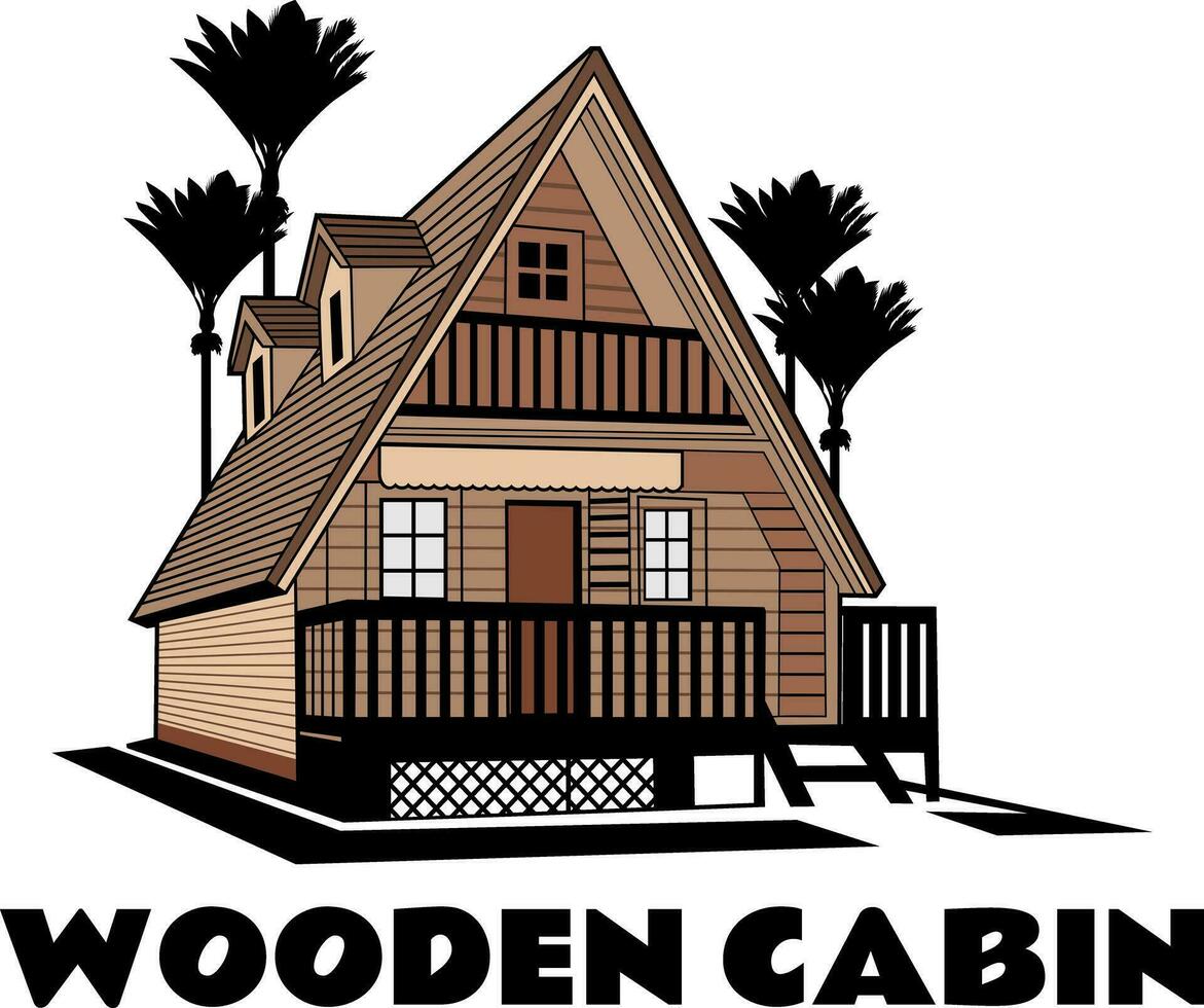 wooden cabin house illustration design vector