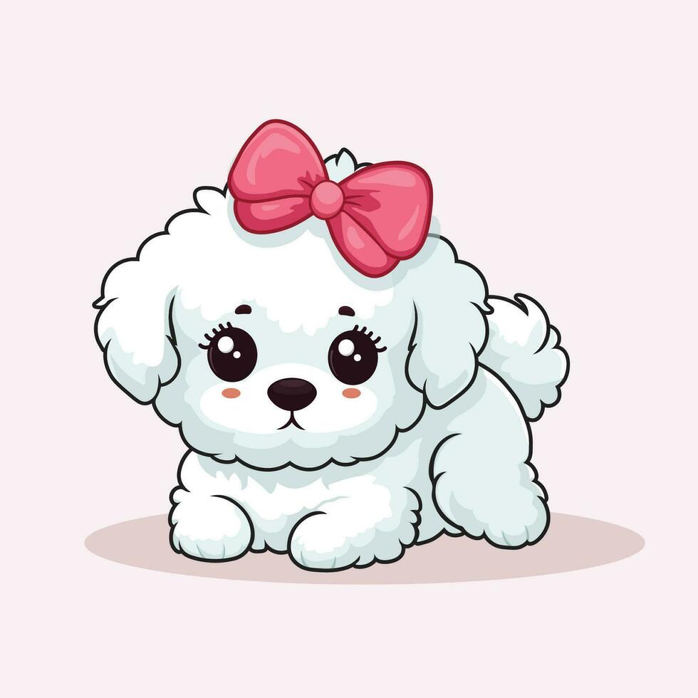 Cute Bichon Frise puppy cartoon character vector