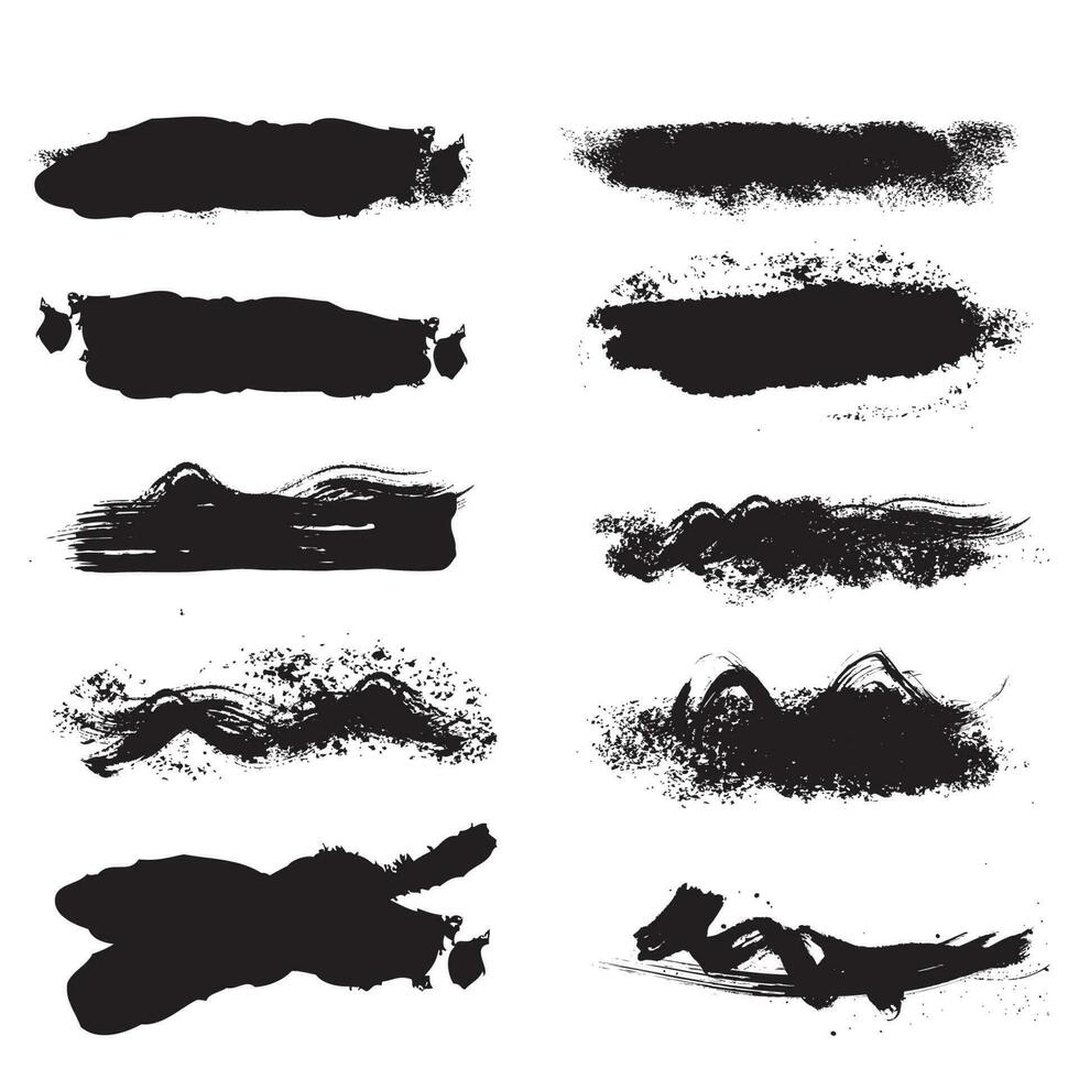 Black Paint bursh set strokes vector