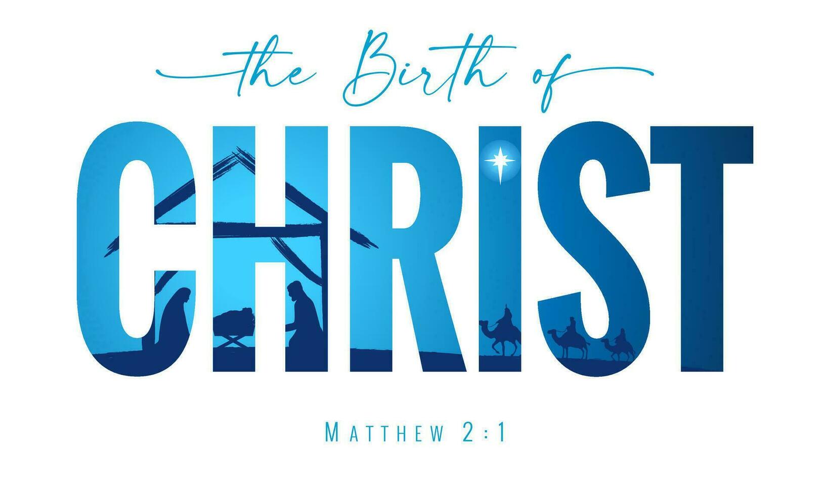 The birth of Christ creative lettering. Typographic design vector