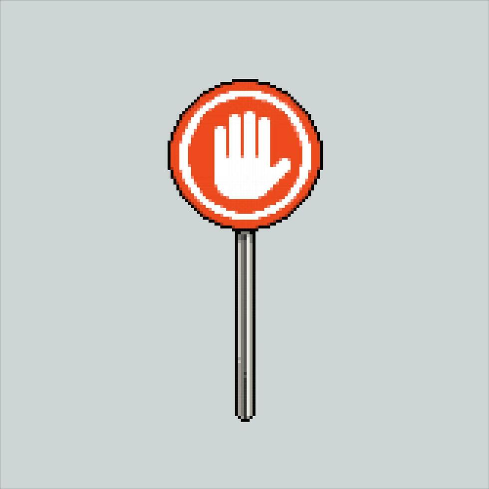Pixel art illustration Stop Sign. Pixelated stop. stop sign traffic safety icon pixelated for the pixel art game and icon for website and video game. old school retro. vector