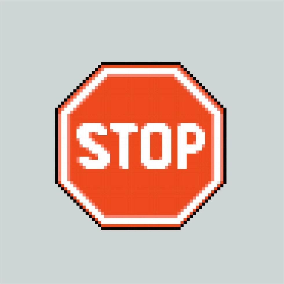 Pixel art illustration Stop Sign. Pixelated stop. stop sign traffic safety icon pixelated for the pixel art game and icon for website and video game. old school retro. vector