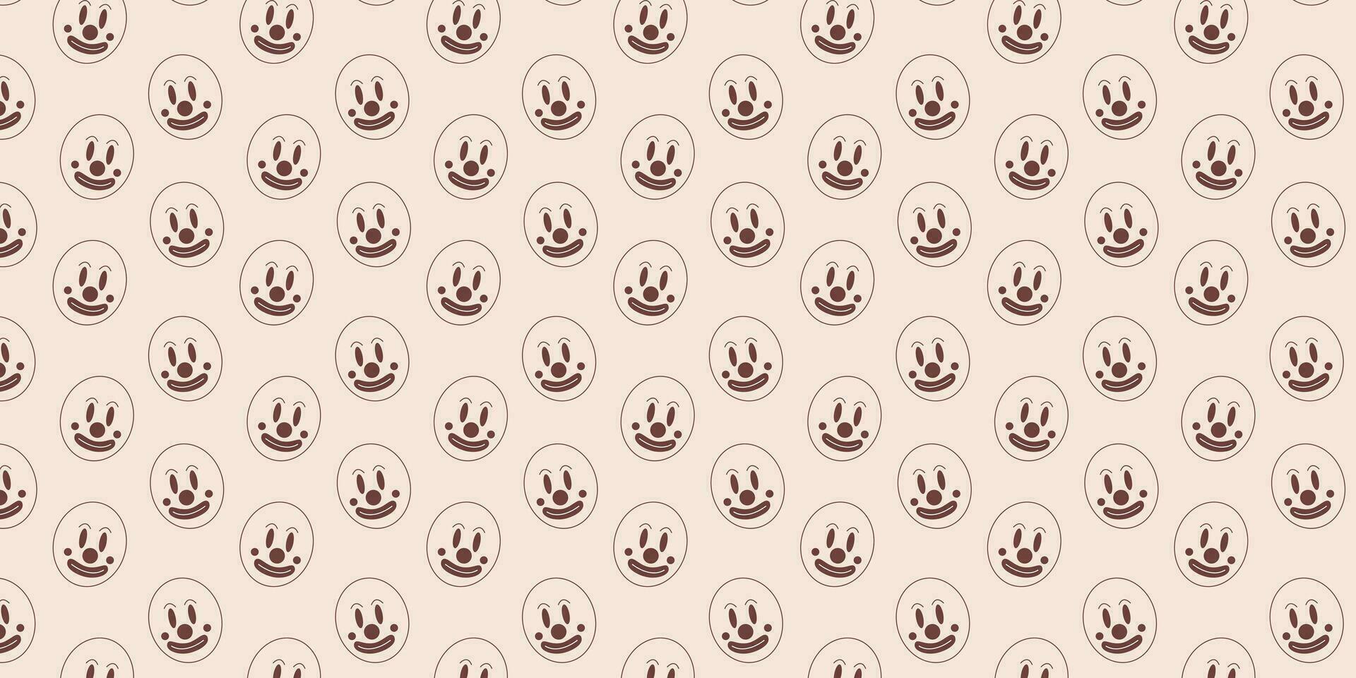 MHalloween vector pattern. Smilling clown face pattern in retro style.