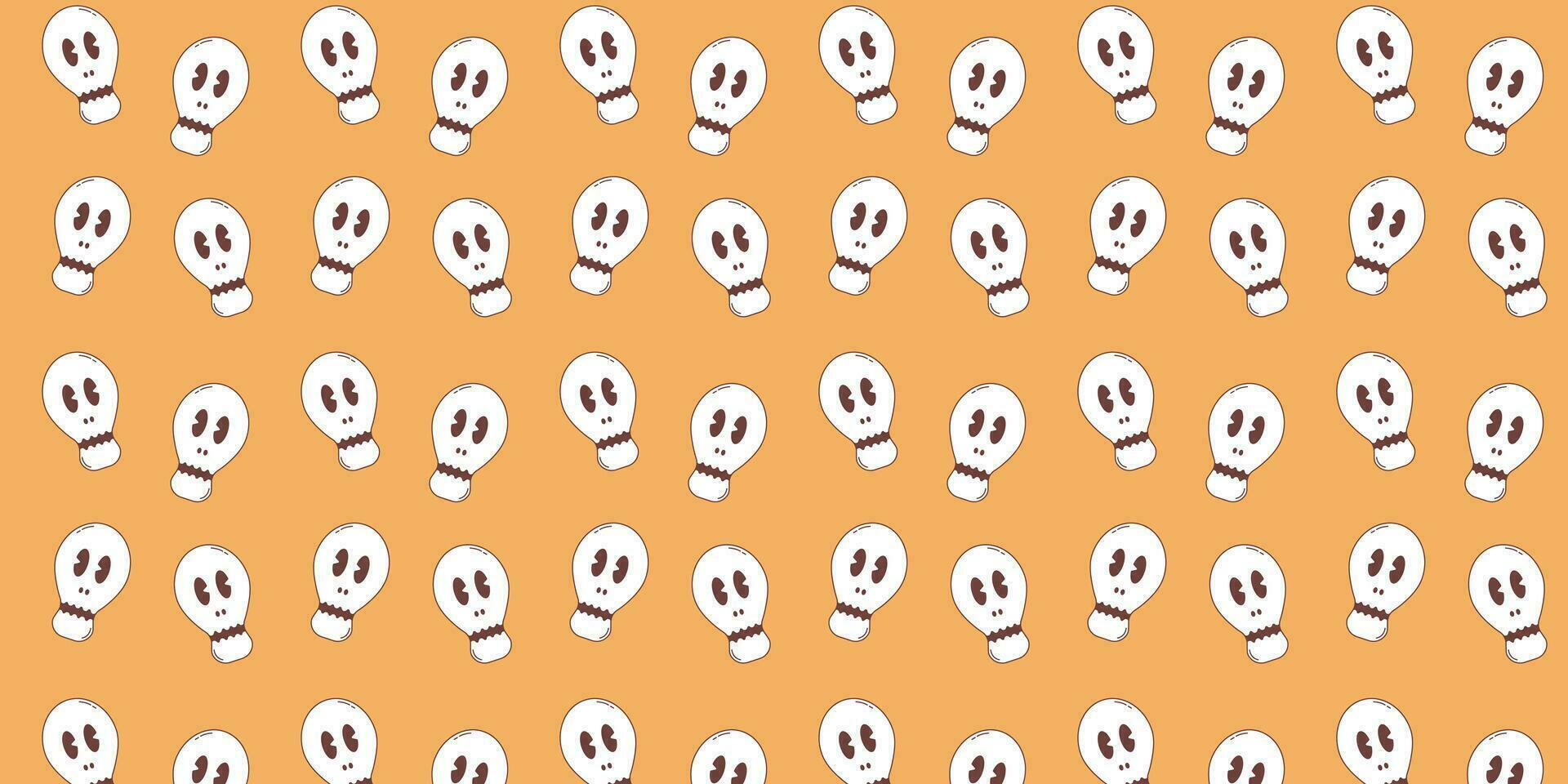 Halloween vector pattern. Skull pattern in retro style.