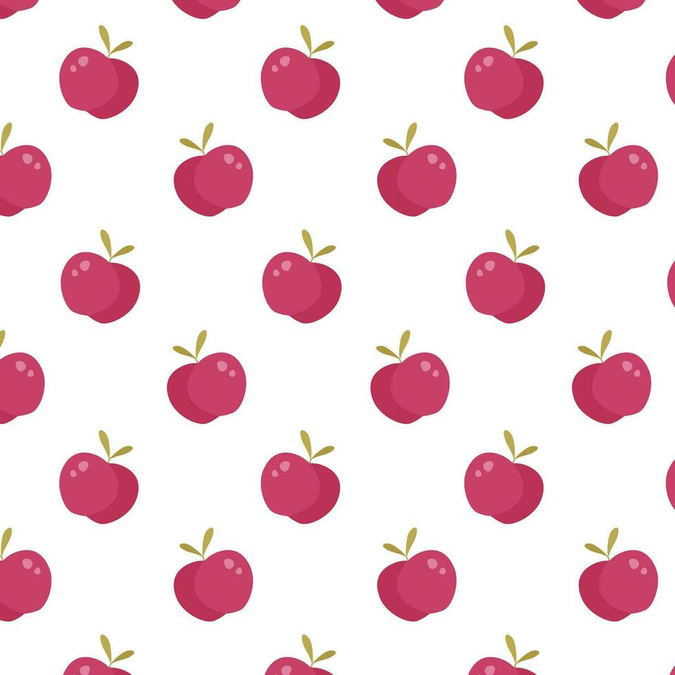 Pattern with red apples. Cute autumn pattern in cartoon style. vector