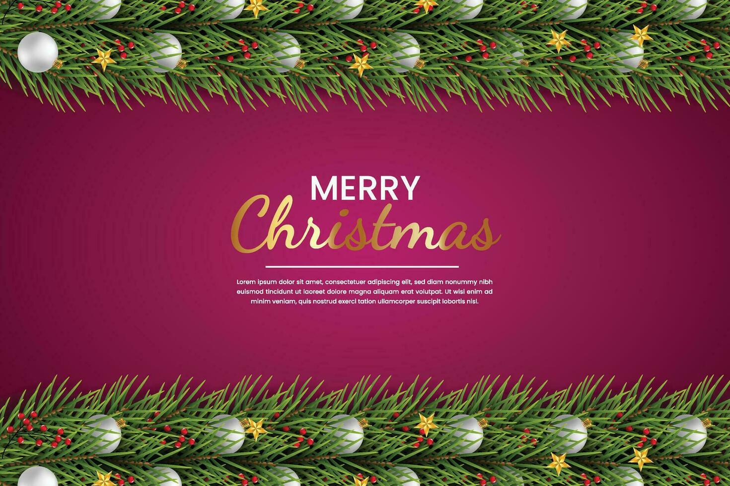 Merry Christmas background with pine branch,christmas ball and christmas element Vector illustration